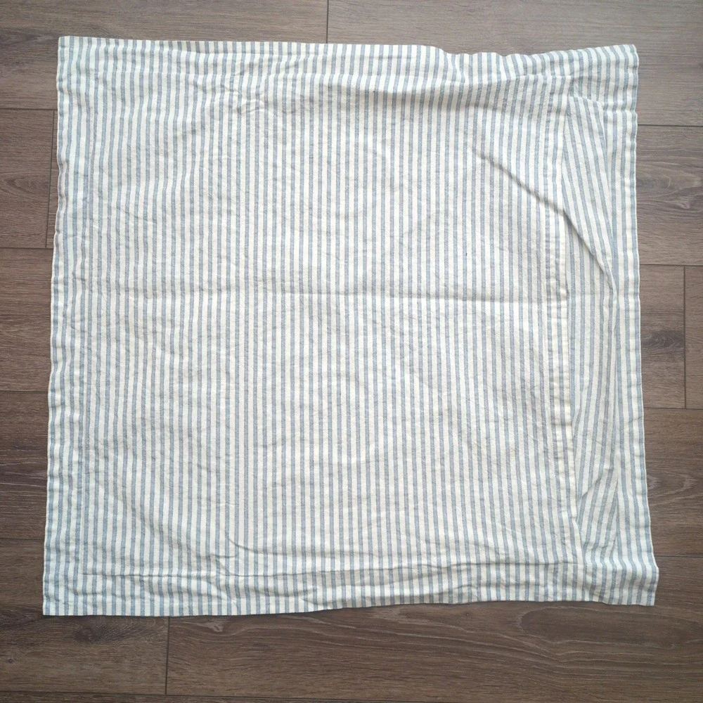 Pottery Barn Striped Linen-Cotton Euro Sham Blue White Ticking 26